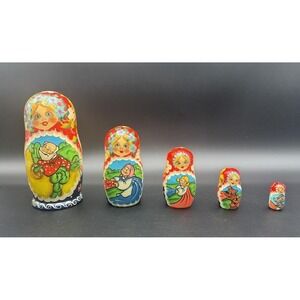 Vintage Russian‎ Nesting Dolls 6.5" Tall Signed by Artist~ 4 Piece Set